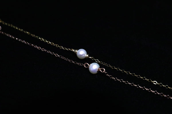 極光單珠珍珠手鏈|14k注金