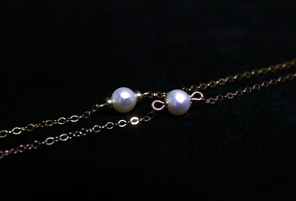 極光單珠珍珠手鏈|14k注金