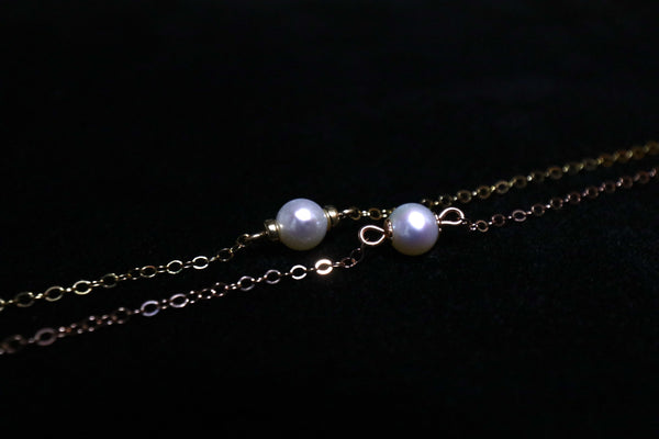 極光單珠珍珠手鏈|14k注金