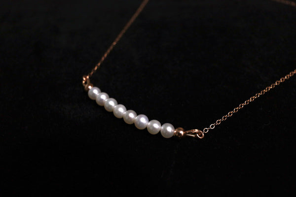 微笑珍珠頸鏈|14K注金|玫瑰金色