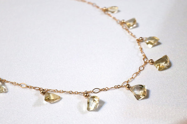 黃晶滿天星頸鏈|14K注金|金色