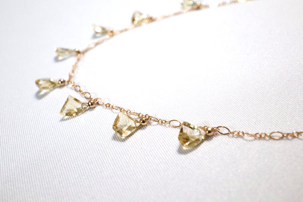 黃晶滿天星頸鏈|14K注金|金色