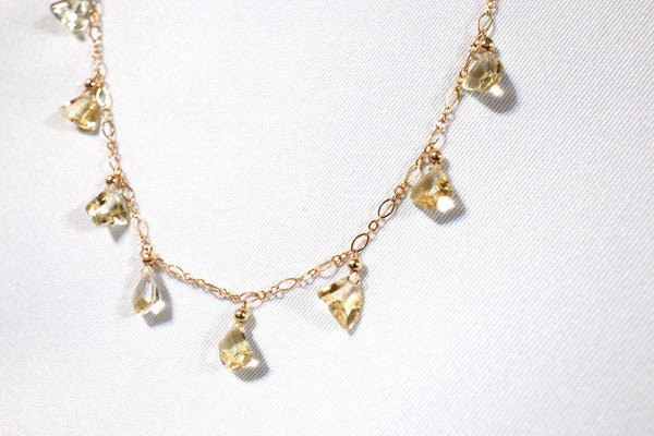 黃晶滿天星頸鏈|14K注金|金色