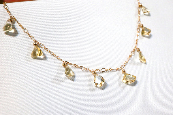 黃晶滿天星頸鏈|14K注金|金色