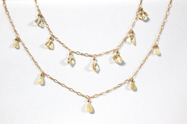 黃晶滿天星頸鏈|14K注金|金色