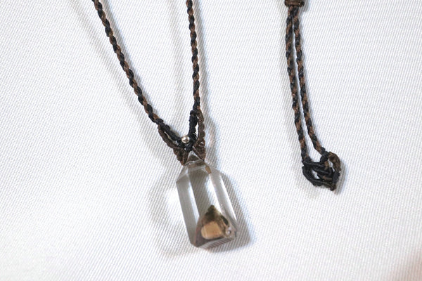 六角柱金字塔彩幽靈蠟線編織頸繩|啡色X黑色