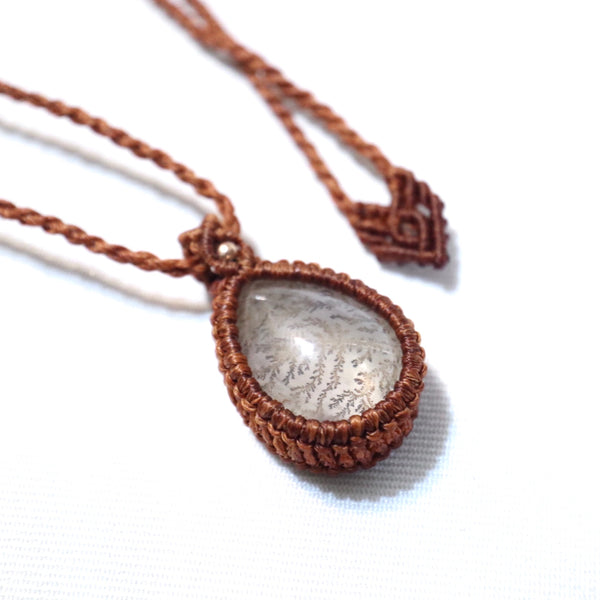 高品質小樹水晶蠟線編織頸繩|茶橙色