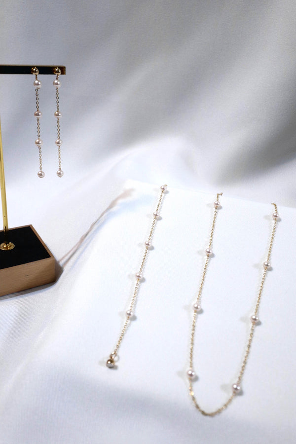 天然淡水珍珠滿天星套裝(一套三件)|14K注金|金色