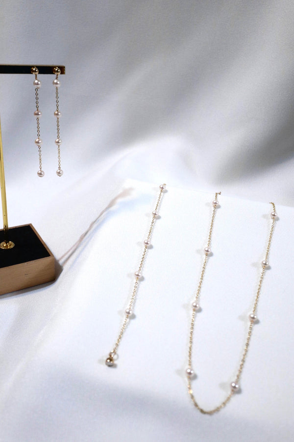 天然淡水珍珠滿天星套裝(一套三件)|14K注金|金色