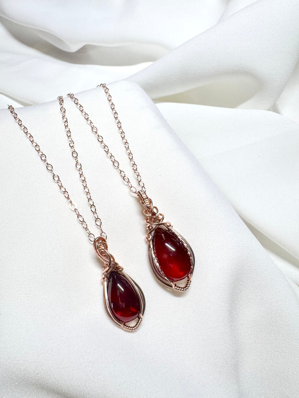 石榴石交織項鏈|14K注金|玫瑰金色