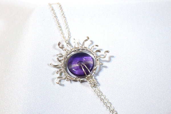 《艷陽》千層紫螢石平安扣手鏈|925純銀