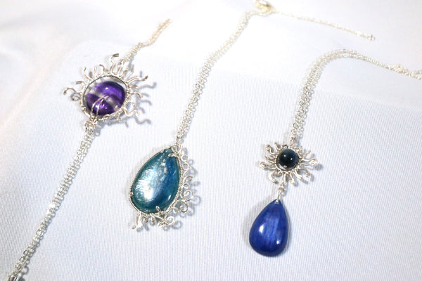 藍綠晶頸鏈|925純銀