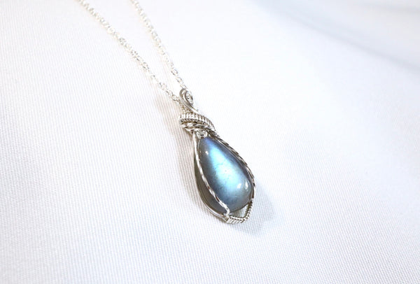 拉長石紫牽項鏈|925純銀