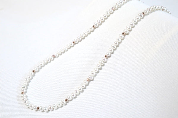 點.綴蛋圓極光珍珠頸鏈|14K注金|玫瑰金色