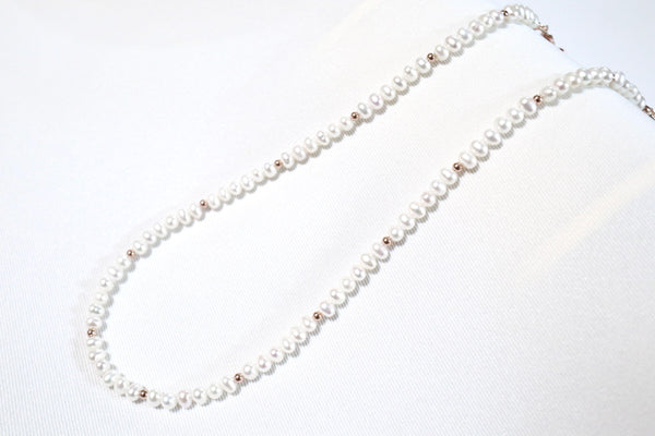 點.綴蛋圓極光珍珠頸鏈|14K注金|玫瑰金色