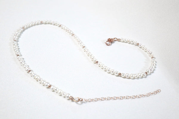 點.綴蛋圓極光珍珠頸鏈|14K注金|玫瑰金色