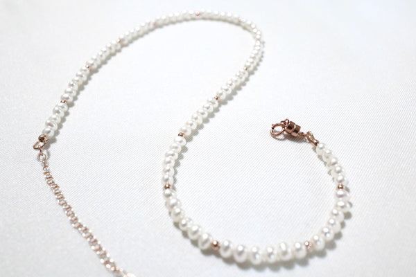 點.綴蛋圓極光珍珠頸鏈|14K注金|玫瑰金色