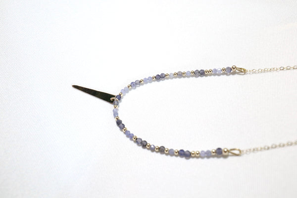 坦桑石堇青石點.綴頸鏈|14K注金|金色