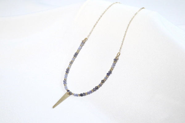 坦桑石堇青石點.綴頸鏈|14K注金|金色