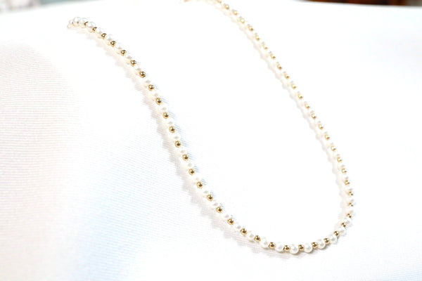 高品質點.綴細珍珠鎖骨頸鏈|14K注金|金色