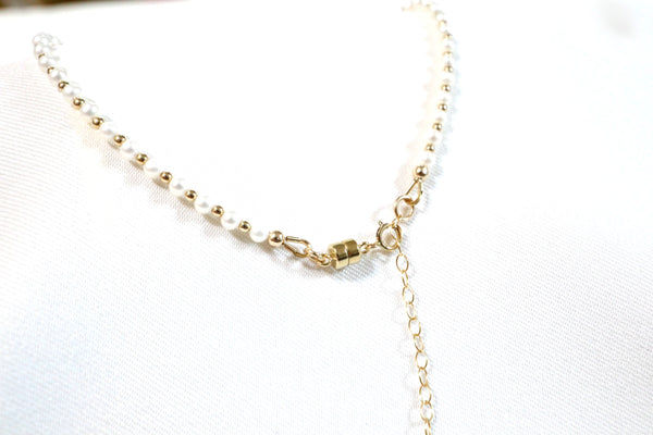 高品質點.綴細珍珠鎖骨頸鏈|14K注金|金色