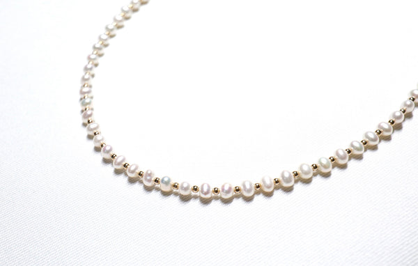 點.綴珍珠頸鏈|14K注金|金色