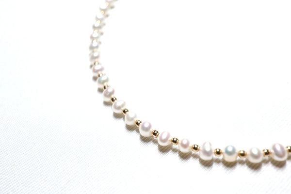 點.綴珍珠頸鏈|14K注金|金色