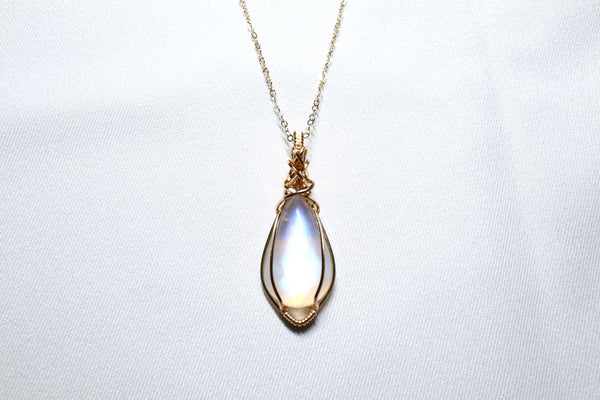 極品月亮石交織項鏈|14K注金|金色