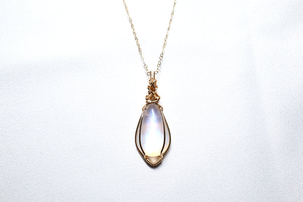 極品月亮石交織項鏈|14K注金|金色