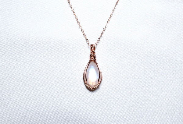 月亮石精緻項鏈|14K注金|玫瑰金色