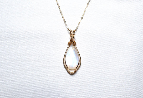 月亮石零棱項鏈|14K注金|金色