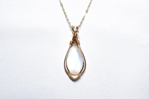 月亮石零棱項鏈|14K注金|金色