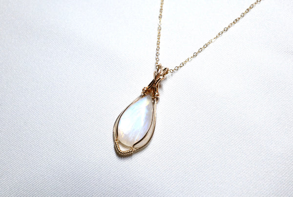 月亮石零棱項鏈|14K注金|金色