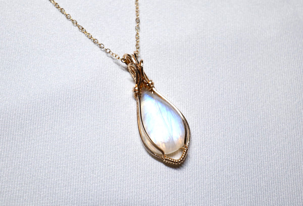 月亮石零棱項鏈|14K注金|金色