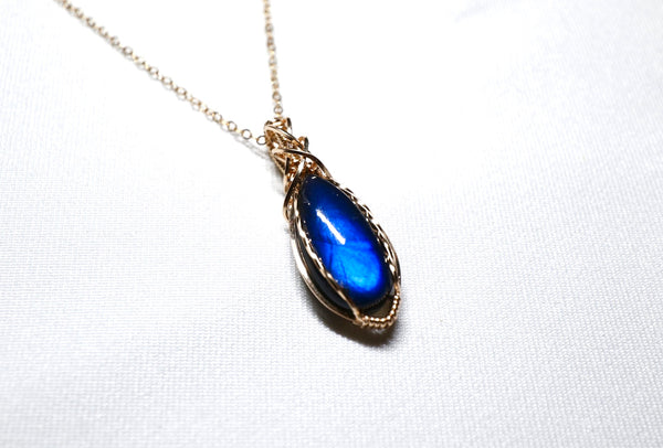 拉長石交織項鏈|14K注金|金色