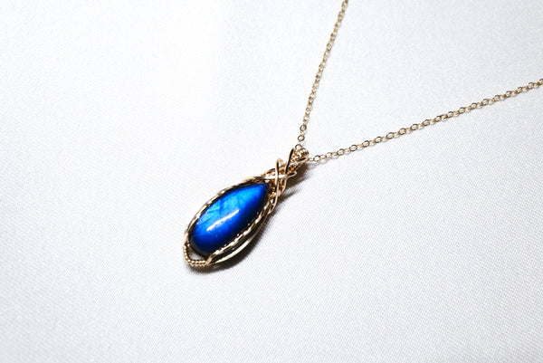 拉長石交織項鏈|14K注金|金色