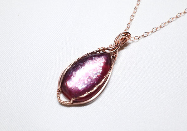 鋰雲母雙月項鏈|14K注金|玫瑰金色