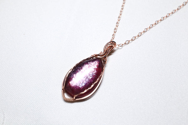 鋰雲母雙月項鏈|14K注金|玫瑰金色