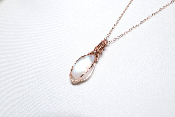 月亮石星雲項鏈|14K注金|玫瑰金