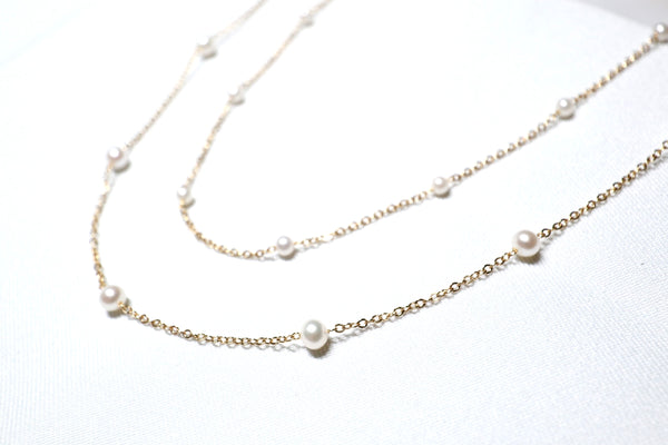 滿天星珍珠頸鏈|14K注金|金色