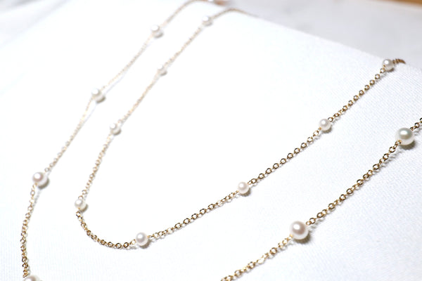滿天星珍珠頸鏈|14K注金|金色
