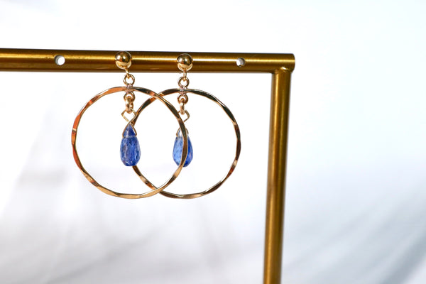 高品質藍晶波紋耳環|14K注金|金色