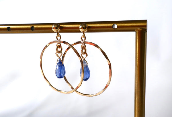 高品質藍晶波紋耳環|14K注金|金色