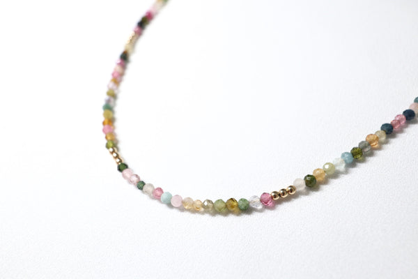 彩碧璽點.綴頸鏈|14K注金|金色