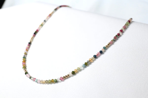 彩碧璽點.綴頸鏈|14K注金|金色