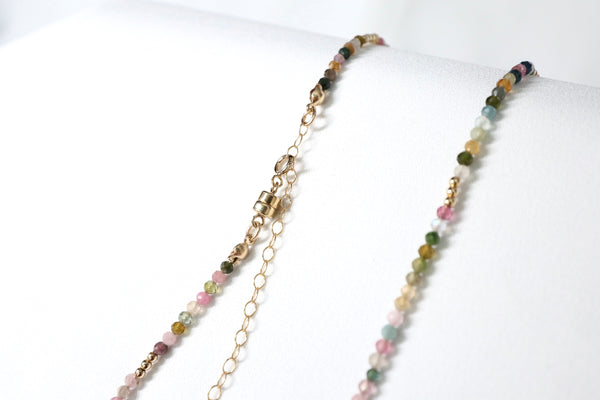 彩碧璽點.綴頸鏈|14K注金|金色