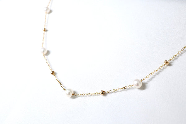 高品質珍珠點綴滿天星頸鏈|14K注金|金色