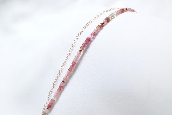 精選粉調彩碧璽點.綴雙鏈手鏈|14K注金|玫瑰金