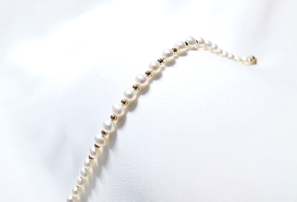 點.綴珍珠手鏈|14K注金|金色