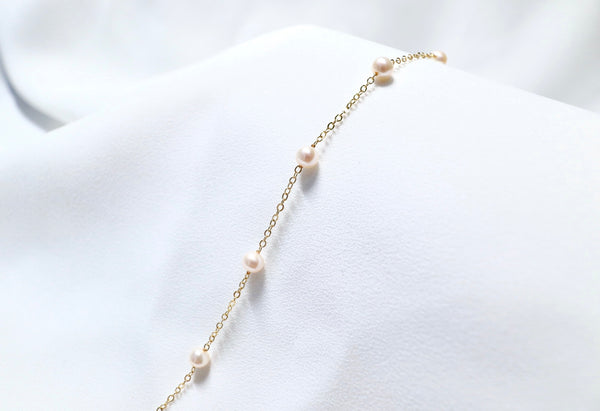 高品質正圓珍珠滿天星手鏈|14K注金|金色